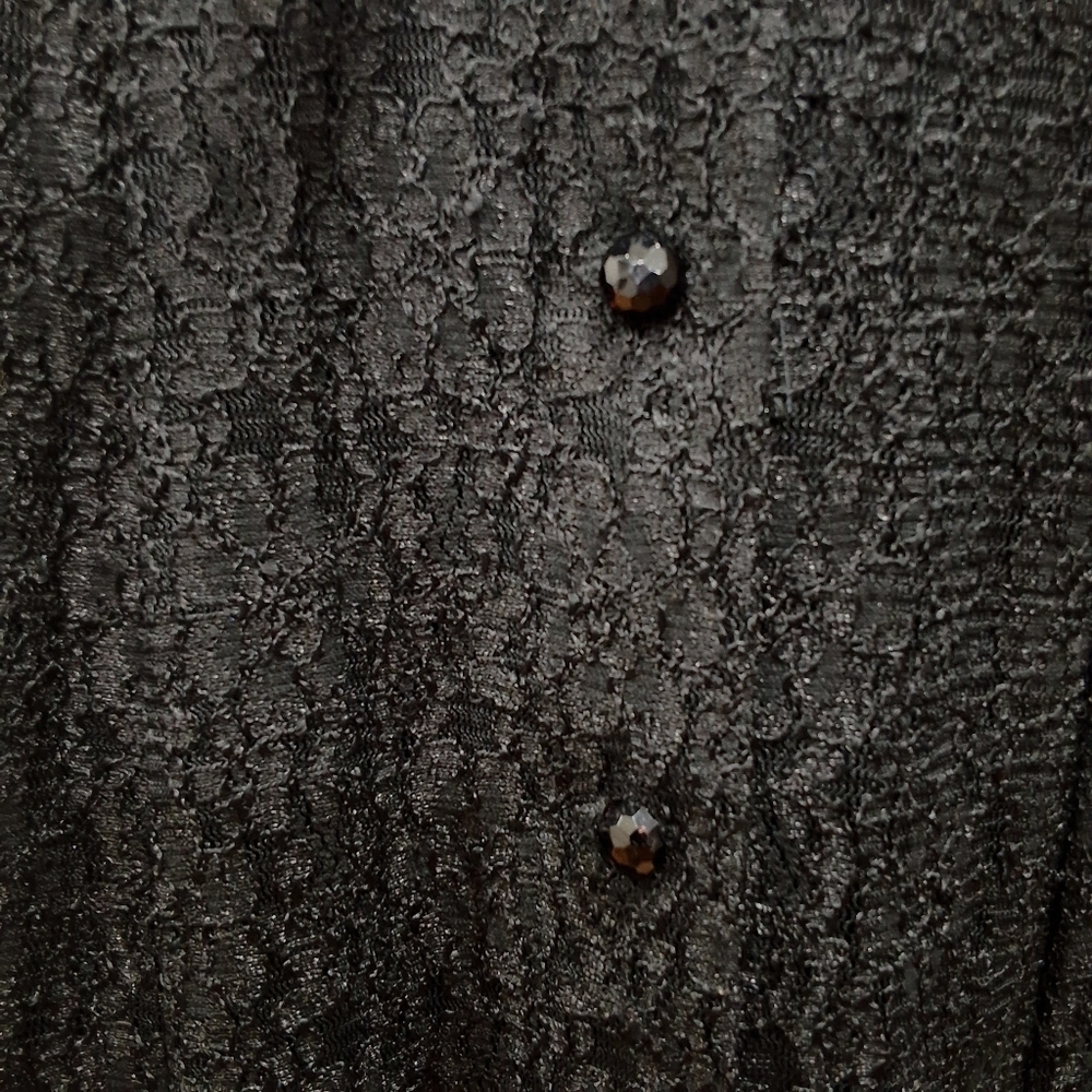 All That Jazz~VTG 80s~Black Lace~Button Maxi Dress~Whimsygoth~Ruffled Collar~7/8 - Picture 4 of 11